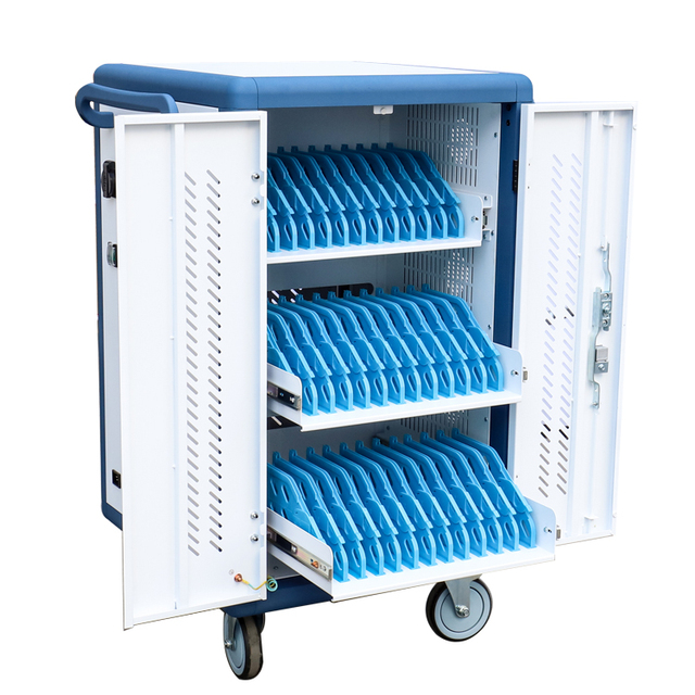 Lockable 30/36/40/48/64 Bay Charging Cart for Laptop Tablet iPad Chromebook-for Educational Equipment Storage