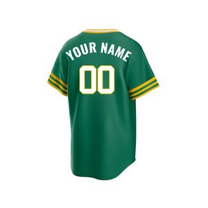 Camisetas de Béisbol al por Mayor Personalizadas del Equipo de <span class=keywords><strong>Oakland</strong></span>, Estilo Botón Verde y Blanco, Personalizadas en Negro, Cosidas a Bajo Costo - Product Image 1