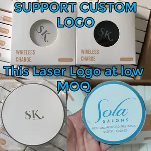 Logotipo personalizado universal 15W Carregadores sem fio Carregador rápido Liga de alumínio redonda portátil 10W Led Light Wireless Charging Pad