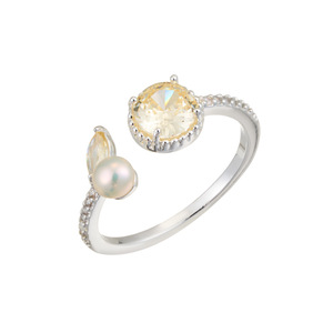 Freshwater Pearl Zircon Fishtail <b>Open</b> <b>Ring</b> Adjustable Index Finger Fashion Jewelry Party Accessory - Product Image 5