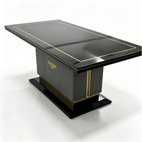 Table à manger rectangulaire moderne de luxe en bois massif avec pieds en métal, mobilier de maison personnalisable