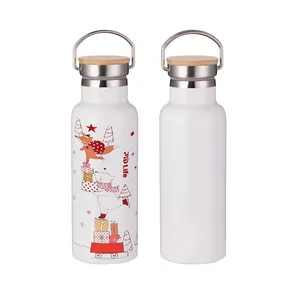 Pyd life garrafas térmicas de 17oz 500ml, copos térmicos em aço inoxidável para água, fechamento hermético e com tampas de bambu