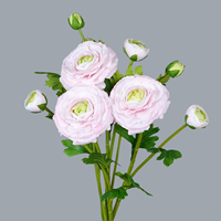 Fleurs artificielles haut de gamme à 3 têtes, toucher réel, ranunculus blanc et rose, vente en gros pour décorations de Pâques, Noël, maison et mariage
