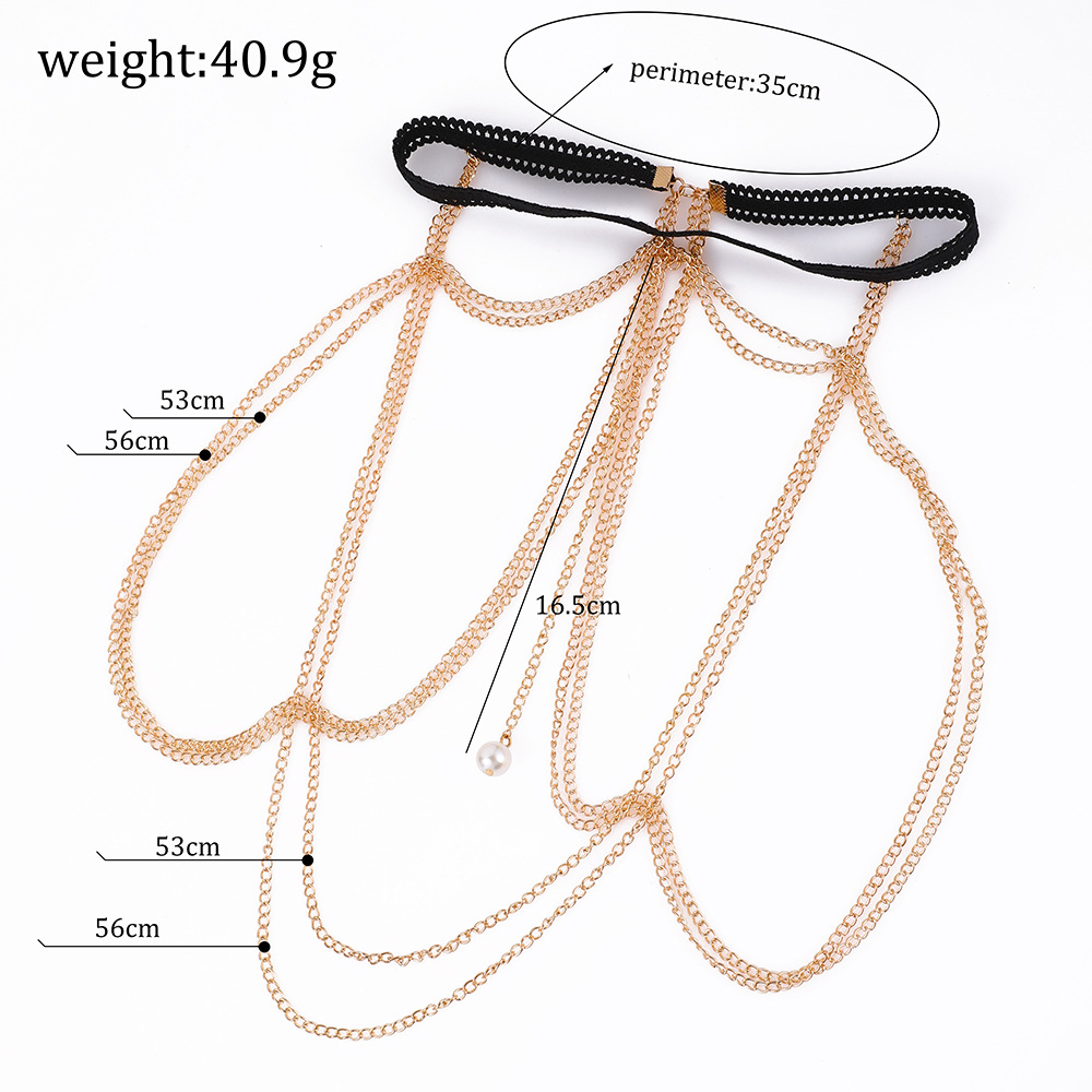 garter belt jewelry Garter Thigh Jewelry With Dress Ingemark Elegant Imitation Pearl Tassel Leg  Thigh Chain For Women Elastic main image 0