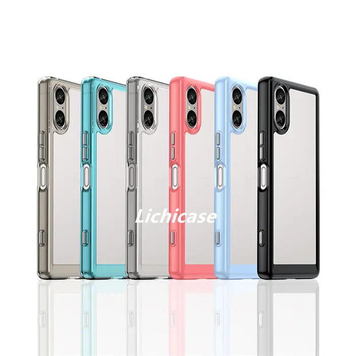 Lichicase casing ponsel bening tahan guncangan pinggiran warna UNTUK Sony Xperia 5 V penutup belakang gel silika