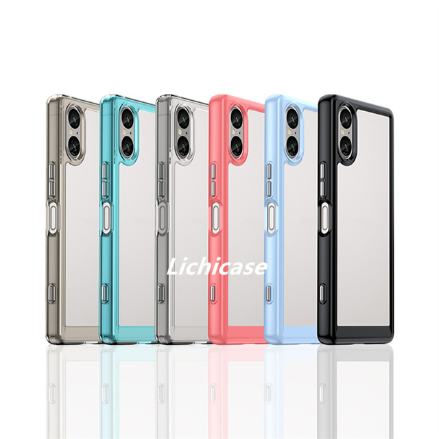 Lichicase Color Border Shockproof Clear Mobile Phone Case for Sony Xperia 5 V Silica Gel Back Cover