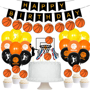 Lakers24 baloncesto tema <span class=keywords><strong>NBA</strong></span> fiesta suministros globo pastel Topper Banner para niño cumpleaños fiesta decoración X9122 - Product Image 2