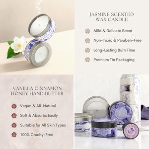 Coffret cadeau bain Spa pour femmes, écharpe soyeuse de luxe Jasmine bougie parfumée vanille miel main beurre Spa coffret cadeau soins personnels - Product Image 2