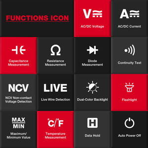 Multimètre numérique portable 20000 points de lecture, professionnel, True RMS, <span class=keywords><strong>avec</strong></span> fonction de maintien des données, petit, intelligent, <span class=keywords><strong>avec</strong></span> mesure de tension AC/DC - Product Image 3