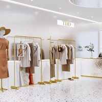 Portants à Vêtements Robuste pour Boutiques Magasins Détail, Présentoir Monopode Doré, Penderie Portable