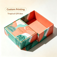 Boîte cadeau pliante en papier avec motif tropical personnalisé pour l'emballage de produits d'été