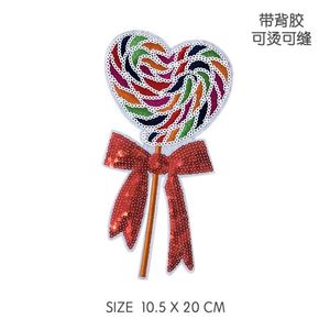 Factory Sale Kawaii Big Size Embroidery Iron on Watermelon Ice Cream <b>Drinks</b> Lollipop Sequin Patch for Tshirt Hoodies - Product Image 5
