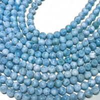 Perles rondes en larimar naturel, sphères polies en larimar, perles de pierres précieuses en vrac pour la fabrication de bijoux