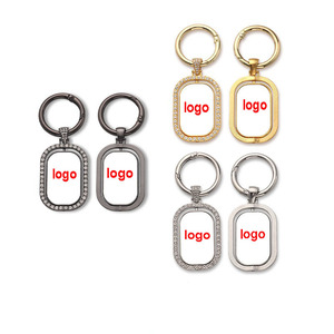 Benutzer definierte leere Wärme übertragung Einseitige Diamant-verkrustete rotierende doppelseitige Patch Rechteckige Druckknopf funktion Schlüssel bund - Product Image 3