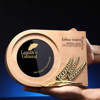 Plaques de récompense personnalisées en bois, trophées en forme d'épis de blé, plaques en verre cristal, coupes-trophées en bois