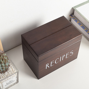 Boîte à recettes en bois, boîte de rangement rectangulaire gravée pour la cuisine - Product Image 3