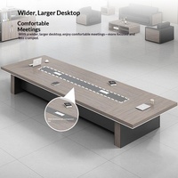 Table de conférence longue, bureau minimaliste moderne, ensemble table et chaises, grande table rectangulaire en bois, mobilier de bureau mobile, pour entreprise