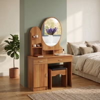 Coiffeuse en bois avec miroir et tiroirs, bureau de maquillage moderne avec rangement pour chambre à coucher, mobilier de maison