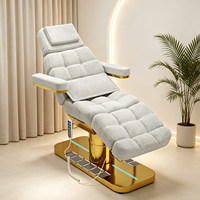 Lit de beauté et table de physiothérapie électrique à 3 moteurs en velours haut de gamme, réglable en hauteur, pour hôtel et salon