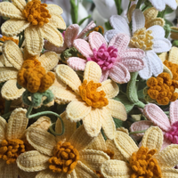 Planta Artificial de Cosmos Tejida a Crochet, Decoración Boho para el Hogar, Regalo de Graduación para Ella, Adorno para Mesa de Boda