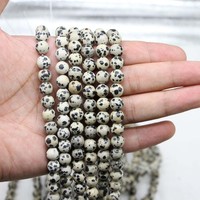 Perles en vrac de jaspe dalmatien naturel, directement de l'usine, marque HX, pour la fabrication de bijoux DIY, pierre noire tachetée, fournitures de gros