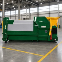 Station de compactage mobile de déchets de 15 mètres cubes avec moteur, conteneur de compression hydraulique des déchets, 7,5 kW, protection contre les surcharges, CE