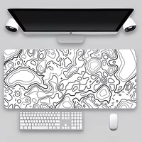 Tapis de Souris Gamer en Caoutchouc avec Contours de Carte du Terrain, Tapis de Clavier PC Gamer Complet, Tapis de Jeu pour Table PC Gamer 90x40cm