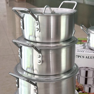 Ensemble de 7 ustensiles de cuisine en aluminium épaissi antiadhésifs, comprenant une <span class=keywords><strong>casserole</strong></span>, une marmite, une poêle à frire avec couvercles, compatible <span class=keywords><strong>induction</strong></span>, vente en gros - Product Image 3