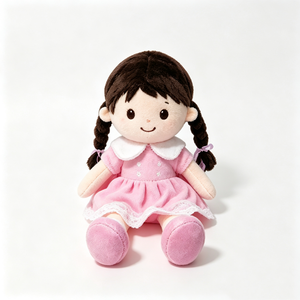 Muñeca de peluche suave y personalizada con vestido, muñeca de peluche de alta calidad para niñas, muñeca de peluche en pose sentada, peluche para dormir. - Product Image 1