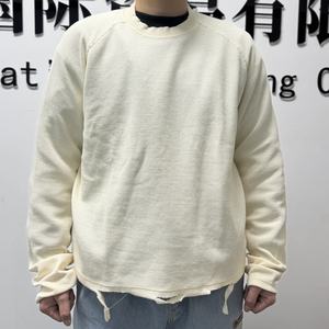Felpa da uomo con stampa Streetwear in cotone 100% oversize Waffle in maglia termica a maniche lunghe - Product Image 4