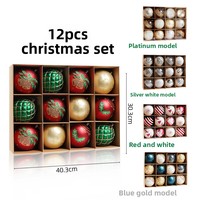 Boule de Noël 10 cm, 12+ styles, peinture colorée, galvanoplastie, décorations suspendues pour fêtes, anniversaires, arbre de Noël