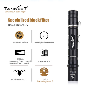 Tank007 AA02 LED Linterna UV Ngọn Đuốc Đèn 365nm Penlight Tội Phạm Cảnh Điều Tra Ngọn Đuốc Vật Nuôi Giun đũa Phát Hiện UV Đèn Pin - Product Image 2