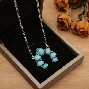 Collar Largo con Capas de Flores de Calabaza, Estilo Occidental, Gargantilla, Turquesa, Estilo Navajo, Joyería Boho, Vaquera, Piedra Azul Natural - Product Image 4