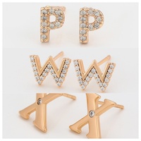 A00898006 Joyería Xuping al por Mayor, Pendientes Personalizados con Letras P, W, X Chapados en Oro de 18K, Pendientes de Circonia, Regalos de Joyería