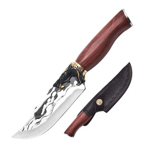 Cuchillo pequeño forjado, cuchillo con cabeza de dragón de acero inoxidable, cuchillo para acampar, cuchillo de mano para barbacoa, cuchillo portátil para carne al aire libre - Product Image 5