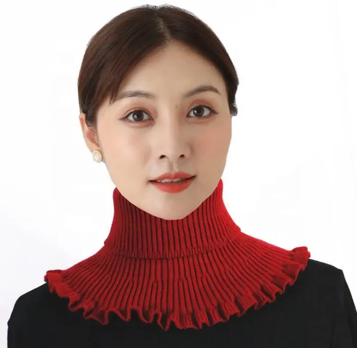 Cachecol de malha infinito feminino, tricotado, de cor sólida e quente para o inverno