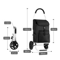 Chariot de courses pliable avec roues, chariot de courses pour monter les escaliers avec cadre en aluminium inoxydable et amovible