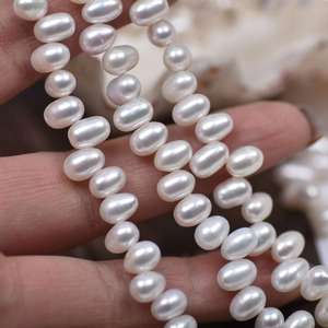 ไข่มุกน้ำจืดธรรมชาติทรงเม็ดข้าว ขายส่ง แสงสว่างสวยงาม ใกล้เคียงกับมุกไร้ตำหนิ 37 รู สำหรับทำสร้อยคอ DIY - Product Image 2
