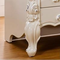 Table de chevet classique de luxe européenne blanche, design antique français, en bois, pour hôtel, appartement, chambre à coucher, 2 tiroirs