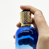 Flacon de parfum rond en verre haut de gamme 100 ml avec bouchon doré, col serti de luxe, scellé pour l'emballage de diffuseurs