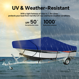 HOMFUL Center Console Boat Cover Fishing Marine Boat Cover poliestere impermeabile 600D pigmento - Product Image 2