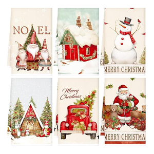 Serviettes de cuisine en coton tissé en gros, blanches, en sac de farine |   Fabrication OEM de motifs de Noël imprimés numériquement personnalisés et écologiques - Product Image 2