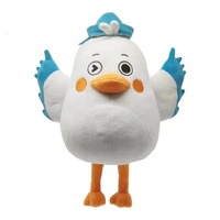 Taille personnalisée mignon drôle perruche blanche Dodo oiseau en peluche conception de graisse douce avec ailes bleues remplies de coton PP