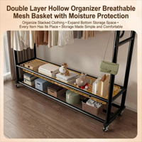 Porte-vêtements multifonction à double tringle, séchoir à linge, pour chambre à coucher, usage domestique, salon, tringle à vêtements en métal