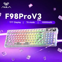 AULA F98Pro V3 Mechanical Keyboard Rotate Button RGB Backlight Screen Knob Tri-Modes Game E-sports Special Carved 99 Keycaps