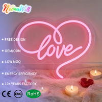 Letrero LED de Neón con Corazón Rosa, Decoración de Pared Acrílica USB con Intensidad Regulable para Dormitorio, Bar, Fiesta, Boda, Regalo Empresarial
