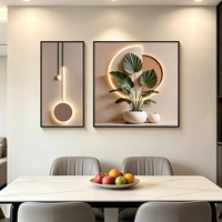 Art mural LED 3D de luxe moderne, impression d'orchidée botanique, lumière chaude, décoration murale beige, peinture minimaliste en porcelaine cristalline