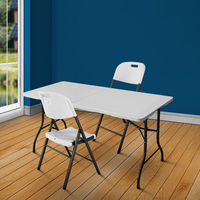 Table pliante Portable Table et chaise en plastique rectangulaire blanche pliable Banquet restauration salle à manger Camping pliant
