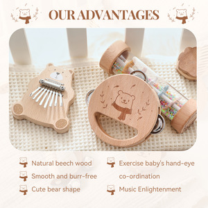 Offre Spéciale : Ensemble d'instruments de musique en bois pour enfants – Xylophone, hochet, cloche, tambour, jouet de percussion pour l'éveil musical des jeunes enfants - Product Image 4