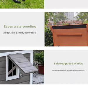 Maison extérieure exquise et luxueuse en bois massif pour chien et chat avec bouton d'étanchéité imperméable en peluche et chiot oiseau nid de poulet - Product Image 3